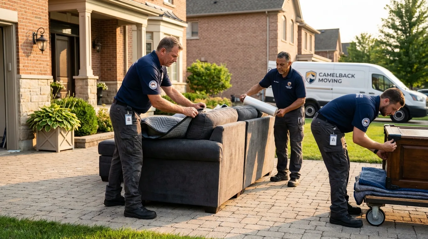 Large estate moving crew wrapping furniture in Atkins, AR